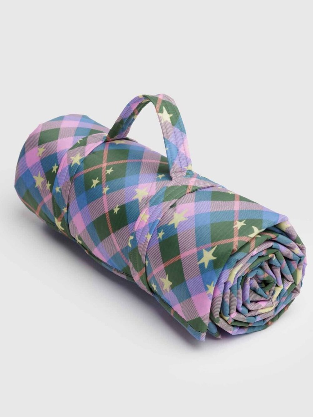 NWT Baggu Puffy Picnic Blanket - Green Star Plaid